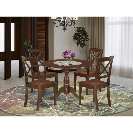 East West Furniture 5 Piece Dublin Dining Table Set - Mahogany DMBO5-MAH-W